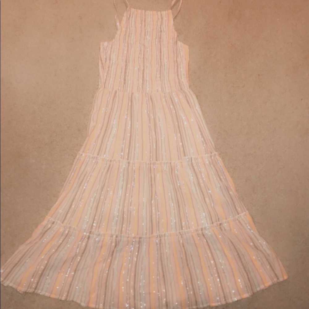 Coral Striped Midi Dress NWT